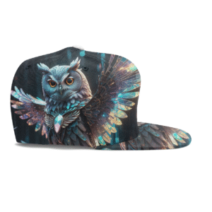 A giant owl soaring above a nighttime city