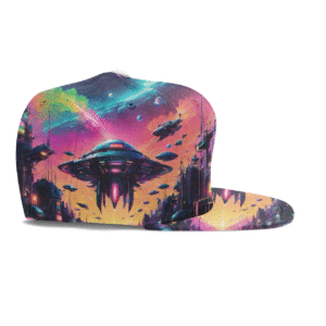 Night sky filled with spaceships and shooting stars