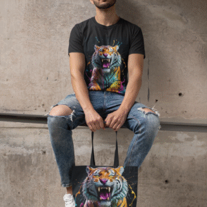 A tiger made of liquid paint splashes